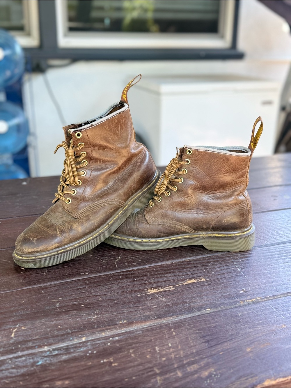 Dr. Martens Brown Leather Combat Boots Lace-Up Ankle Mens 9 or Women’s 10